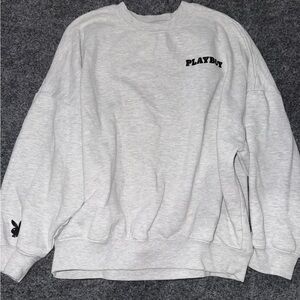 PLAYBOY  Light Gray Crewneck Sweatshirt